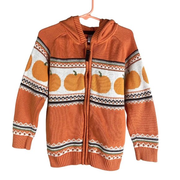 Gymboree Other - gymboree pumpkin Fair isles Hooded jacket boys Unisex Size 5T Full Zip